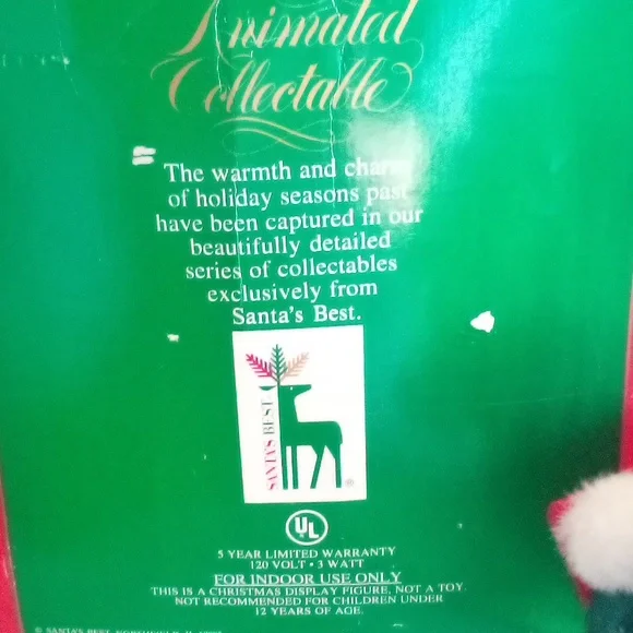 Vintage Santa’s Best Animated Collectable in Chair Smoking Pipe W/List Orig. Box - Picture 10 of 12